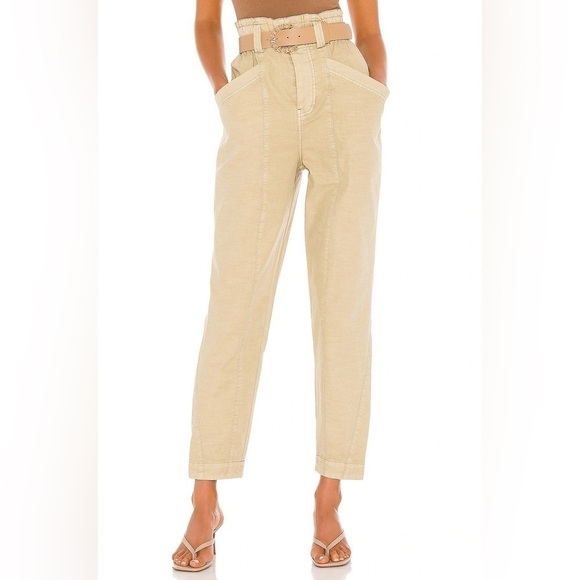 Free People Revolve Ready To Run Cinch Waist Pant, Parchment/Cream Khaki sz XS - Picture 1 of 9
